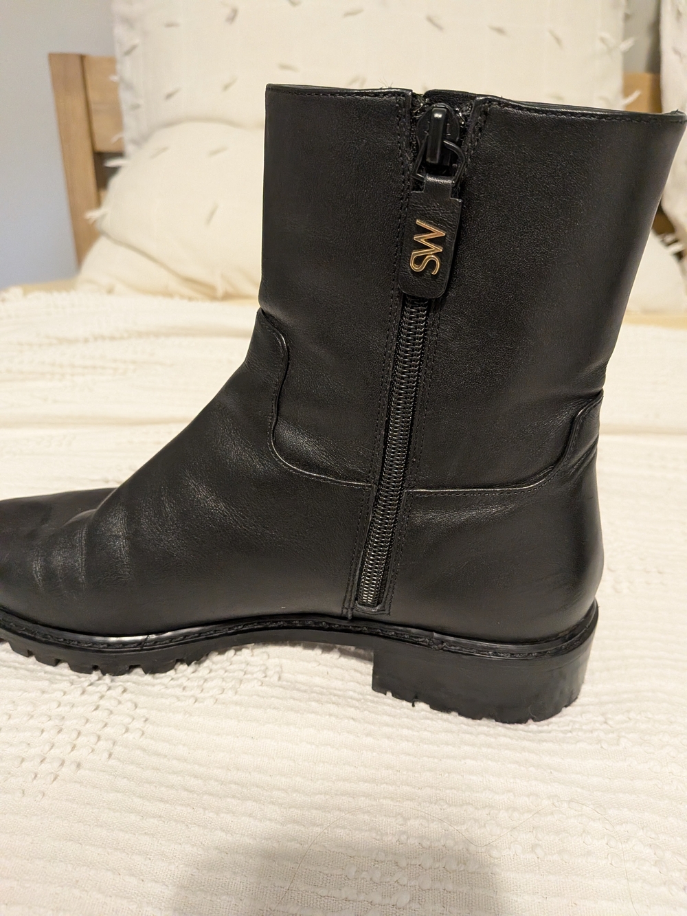 Stuart Weitzman Black Leather Side-Zip Ankle Boots